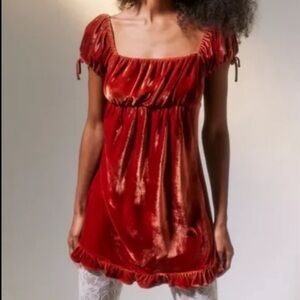UO Velvet Ruffle Mini Dress